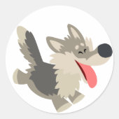 Niedlicher Frolicsome Cartoon Wolf Sticker (Vorderseite)