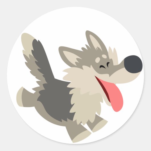 Niedlicher Frolicsome Cartoon Wolf Sticker (Vorderseite)