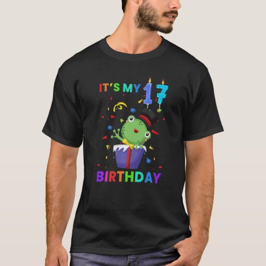 Niedlicher Frosch, 17. Geburtstag Frösche T-Shirt (Vorderseite)