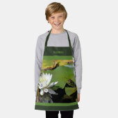 Niedlicher Frosch Admiring Lotus Blume Personalisi Schürze (Getragen)