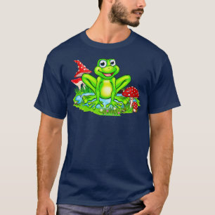 Niedlicher Frosch am Teich und Pilznatur T-Shirt