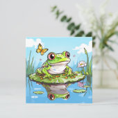 Niedlicher Frosch auf einem Lily Pad Niedlich (Stehend Vorderseite)