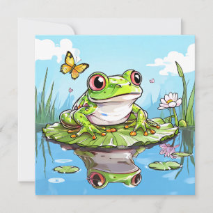 Niedlicher Frosch auf einem Lily Pad Niedlich
