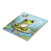 Niedlicher Frosch auf einem Lily Pad Niedlich Pers Fliese (Seite)