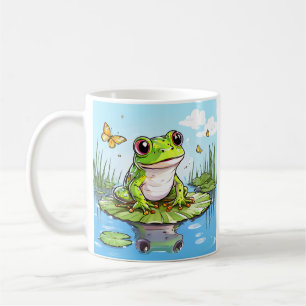 Niedlicher Frosch auf einem Lily Pad Niedlich Pers Kaffeetasse
