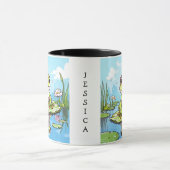 Niedlicher Frosch auf einem Lily Pad Niedlich Pers Tasse (Zentrum)