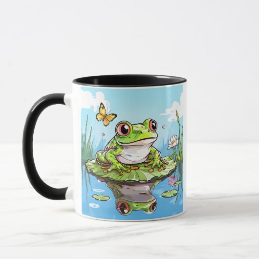 Niedlicher Frosch auf einem Lily Pad Niedlich Pers Tasse (Links)