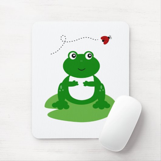 Niedlicher Frosch auf Lily Pad mit Ladybug-Illustr Mousepad (Mit Mouse)