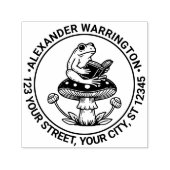 Niedlicher Frosch auf Toadstool Lesesymbol Rücksen Permastempel (Design)