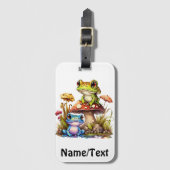 Niedlicher Frosch auf Toadstools Tasche Gepäckanhänger (Vorderseite Vertikal)
