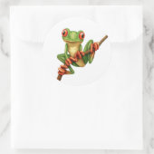 Niedlicher Frosch aus Grünem Baum auf einem Zweig Runder Aufkleber (Tasche)