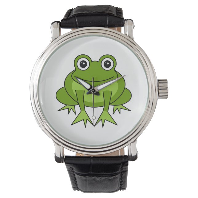 Niedlicher Frosch-Cartoon Armbanduhr (Vorderseite)