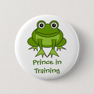 Niedlicher Frosch-Cartoon - Prinz im Training Button