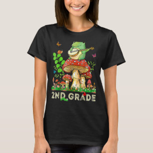 Niedlicher Frosch, der Banjo im Pilz spielt, zurüc T-Shirt