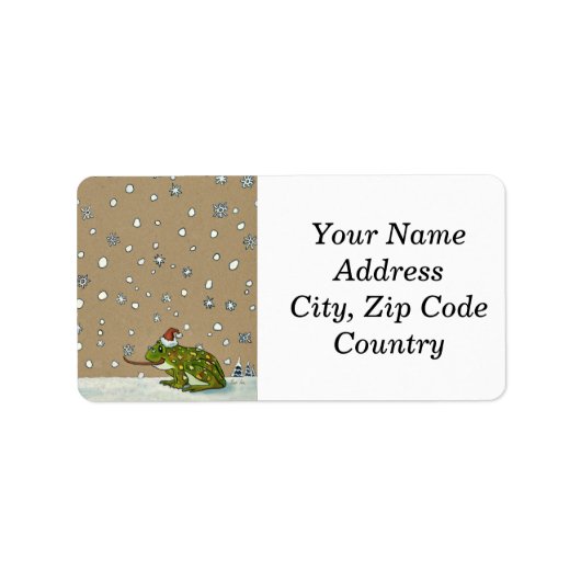 Niedlicher Frosch Fang Schneeflocke mit Zunge Adressaufkleber (Vorne)