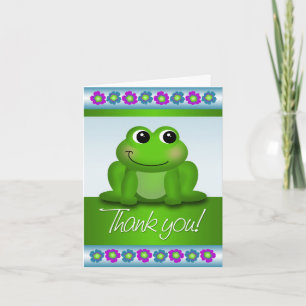 Niedlicher Frosch farbenfrohe Blüte Dankeschön Kar Dankeskarte