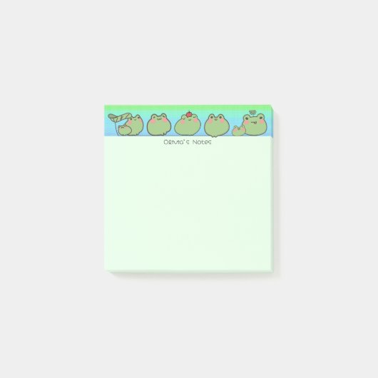 Niedlicher Frosch farbiger Gradient Personalisiert Post-it Klebezettel (Vorderseite)