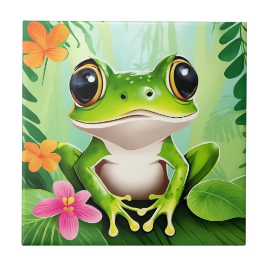 Niedlicher Frosch Fliese (Vorderseite)