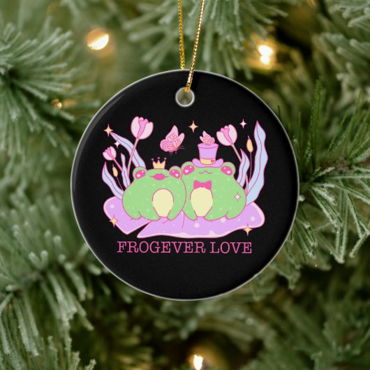 Niedlicher Frosch - Frogever-Liebe Keramik Ornament (Baum)