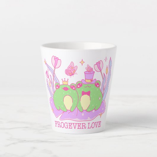Niedlicher Frosch - Frogever-Liebe Milchtasse (Vorderseite)