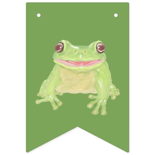 Niedlicher Frosch für Grüne Bäume - Single. Wimpelkette (Zweite Fahne)