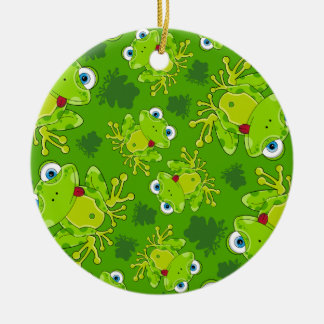 Niedlicher Frosch-gemusterte Verzierung Keramik Ornament