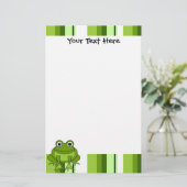 Niedlicher Frosch-gestreiftes Briefpapier (Stehend Vorderseite)