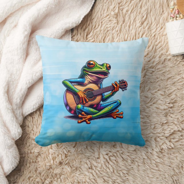 Niedlicher Frosch Gitarre spielen Kissen (Decke)
