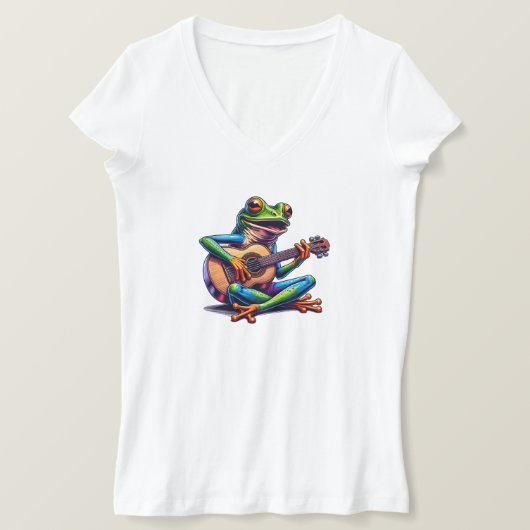 Niedlicher Frosch Gitarre spielen T-Shirt (Design vorne)