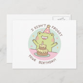 Niedlicher Frosch hat deinen Geburtstag nicht erfu Postkarte (Vorne/Hinten)