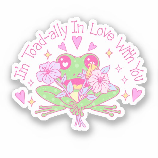 Niedlicher Frosch - Ich bin völlig in Liebe mit Ih Aufkleber (Vorderseite)