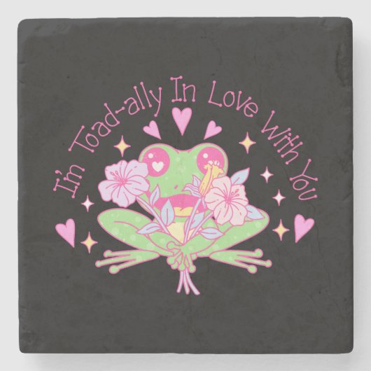 Niedlicher Frosch - Ich bin völlig in Liebe mit Ih Steinuntersetzer (Vorderseite)