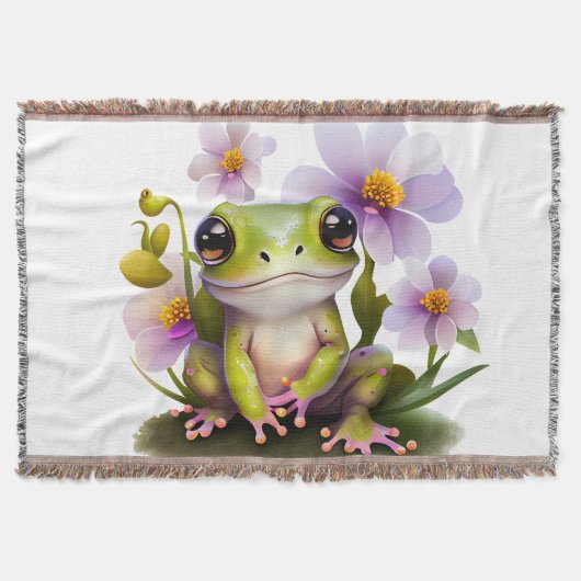 Niedlicher Frosch in Blume Blanket Decke (Vorderseite)