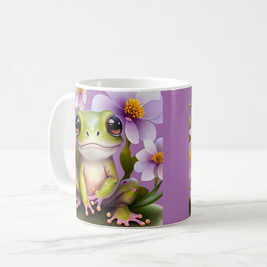Niedlicher Frosch in Blume Kaffeetasse (Vorderseite Links)