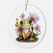 Niedlicher Frosch in Blume Keramik Ornament (Links)