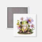 Niedlicher Frosch in Blume Magnet (Vorderseite/Rückseite)