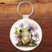 Niedlicher Frosch in Blume, Rucksack, Anhänger Schlüsselanhänger (Vorderseite)