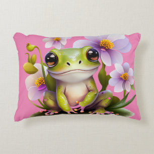 Niedlicher Frosch in Blume Sofa Dekokissen