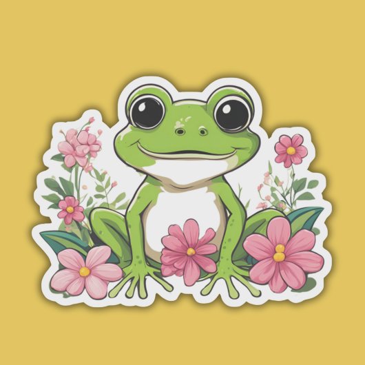 Niedlicher Frosch in Blume wasserdicht Aufkleber