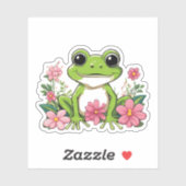Niedlicher Frosch in Blume wasserdicht Aufkleber (Blatt)