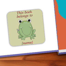 Niedlicher Frosch in diesem Buch gehört zum Buchst Quadratischer Aufkleber