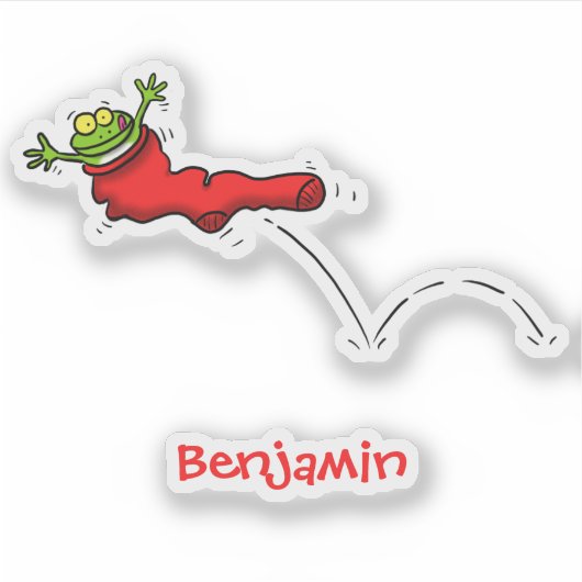 Niedlicher Frosch in einem roten Cartoon Aufkleber (Vorderseite)