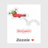 Niedlicher Frosch in einem roten Cartoon Aufkleber (Blatt)