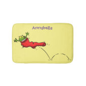 Niedlicher Frosch in einem roten Cartoon Badematte (Vorderseite)