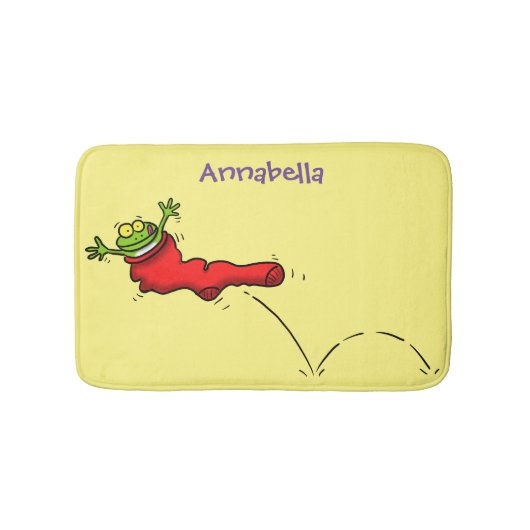 Niedlicher Frosch in einem roten Cartoon Badematte (Vorderseite)