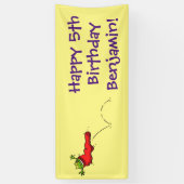 Niedlicher Frosch in einem roten Cartoon Banner (Vertikal)