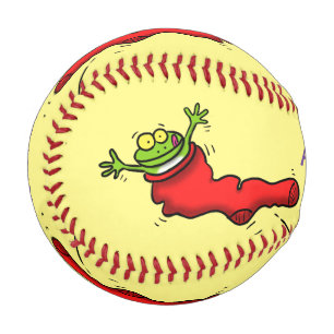 Niedlicher Frosch in einem roten Cartoon Baseball