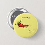 Niedlicher Frosch in einem roten Cartoon Button (Vorne & Hinten)