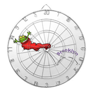 Niedlicher Frosch in einem roten Cartoon Dartscheibe