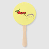 Niedlicher Frosch in einem roten Cartoon Fächer (Vorderseite)